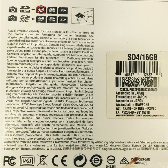 Kingston 16 GB SDHC Class 4 Card New In Package - Picture 4 of 7
